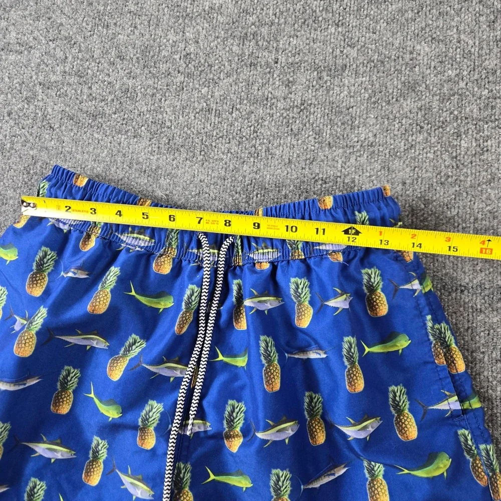 Tormenter Swim Trunks Mens Small Blue Pineapple Fish Board Shorts swim